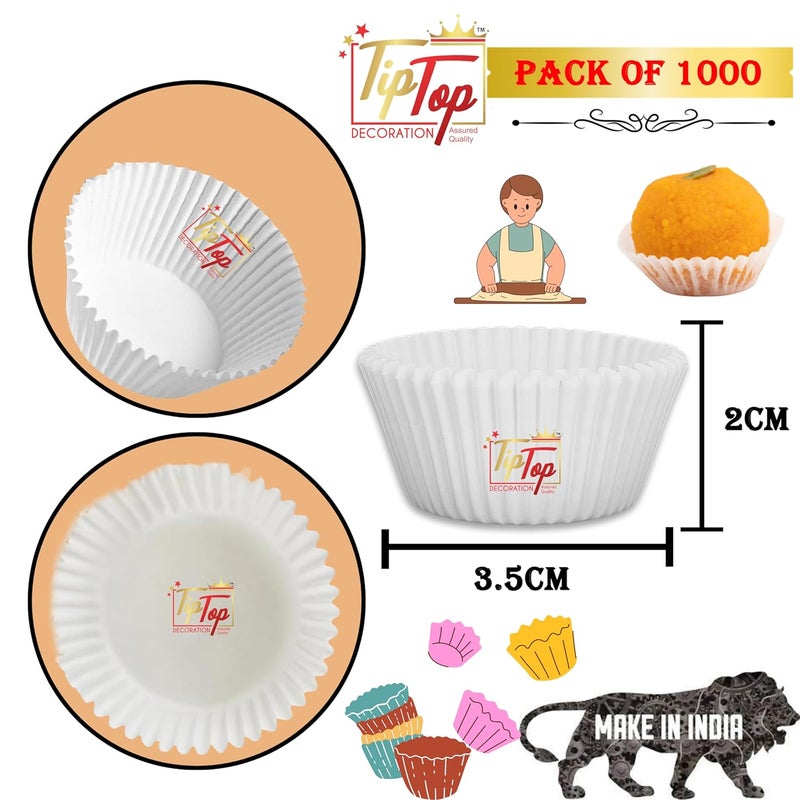 TIPTOP DECORATION TIPTOP DECORATION Premium Butter Paper Mithai Sweets Baking Cup Liners Peda Wati Wrapper Medium 35 X 2 Cm 1000 - Image 2