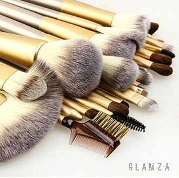 Glamza مجموعة فرش مكياج غلمازا برو 12 قطعة للوجه والعين والحواجب والشفتين في حقيبة بيضاء - Image 5