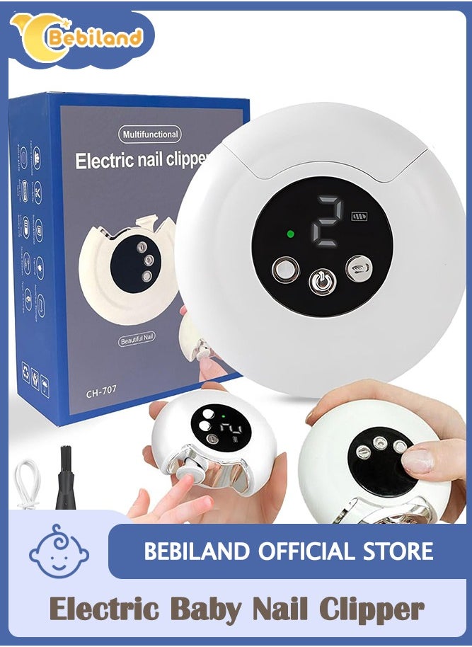 Bebiland Electric Baby Nail Clipper with Light and 3 Speeds, Fingernail Cutter and File and USB Charging 3 in 1 Design, 360° Rotatable Safety Automatic Nail Trimmer for Baby, Kids, Seniors and Adults  - Image 1