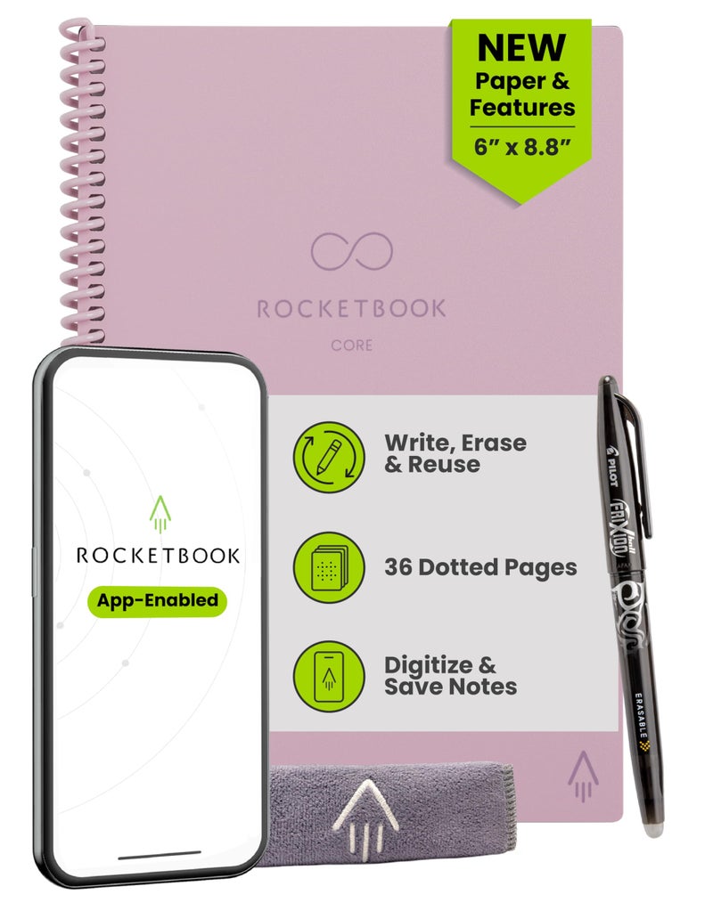 Rocketbook Core Reusable Smart Notebook Dot Grid Pages For School Work and Creative Projects Letter Size 85x11 Pink Premium - Image 2