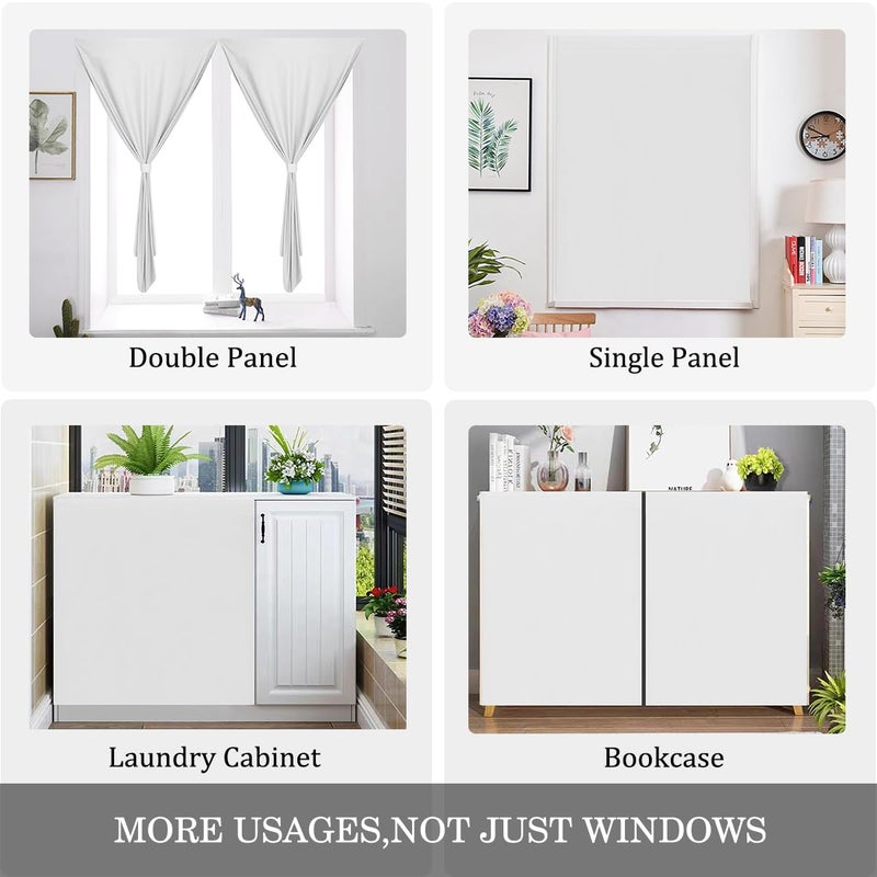 Muamar 2pcs Self Adhesive Curtains for Small Window Curtains for Bathroom Short Curtains Door Curtains for Door Window  RV Curtains Window Drapes White 29"" W X 36"" L - Image 5