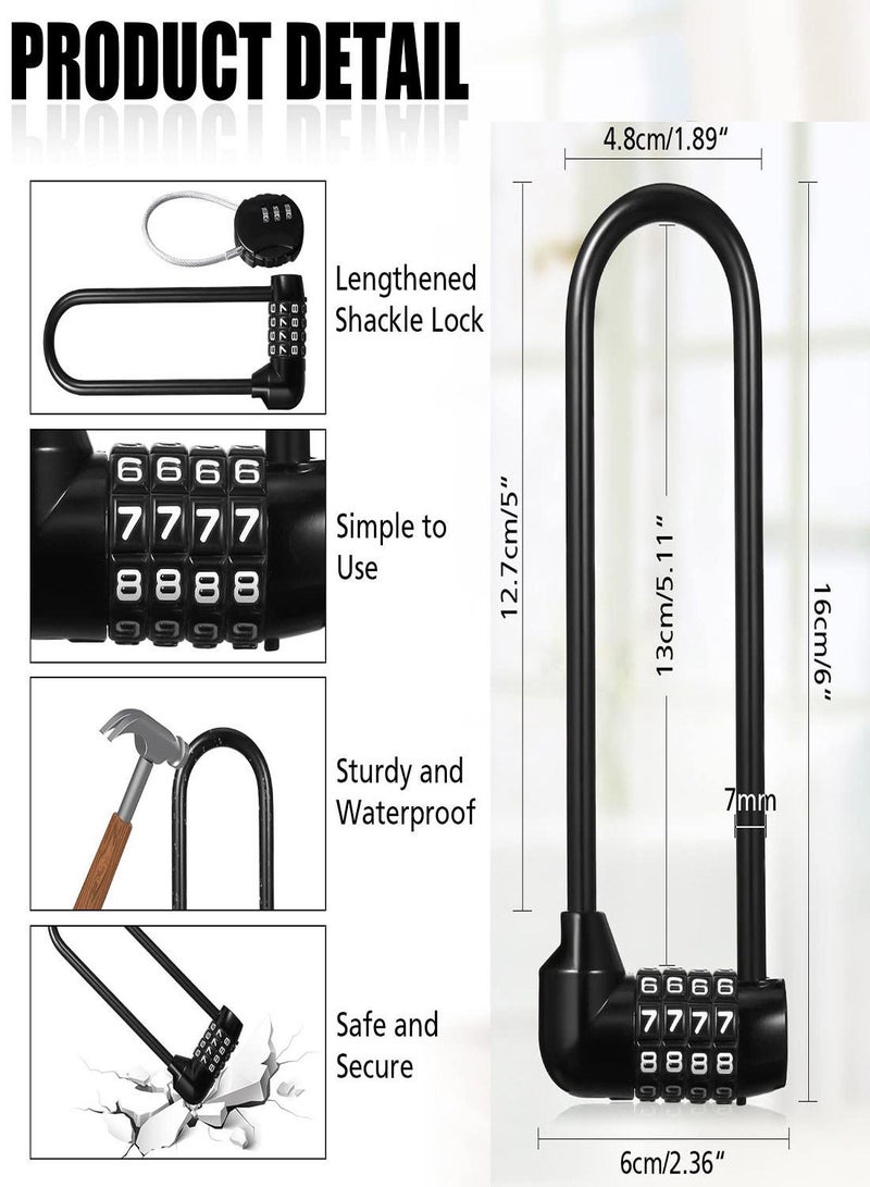Y&D 4 Digit Combination Padlock, 2Pcs 16cm/6" Resettable Code Combo Lock, Lengthened Lock Waterproof Pad for Bicycles, Gates, Mountain Bike, Gym, School, Shed Lockers Heavy Duty Outdoor  - Image 4