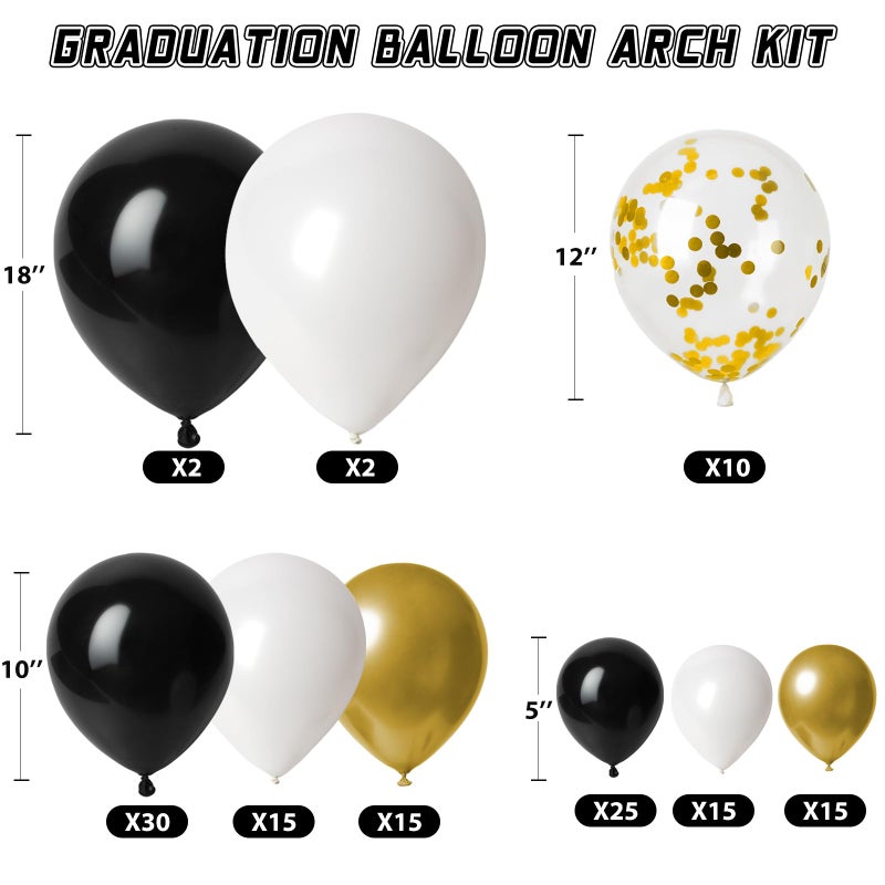 Labrostar Graduation Decorations 2026 Graduation Party Decorations Set of 4 Boxes with 129pcs Balloons Arch Garland Kit Party Supplies for Any Grades Black - Image 3