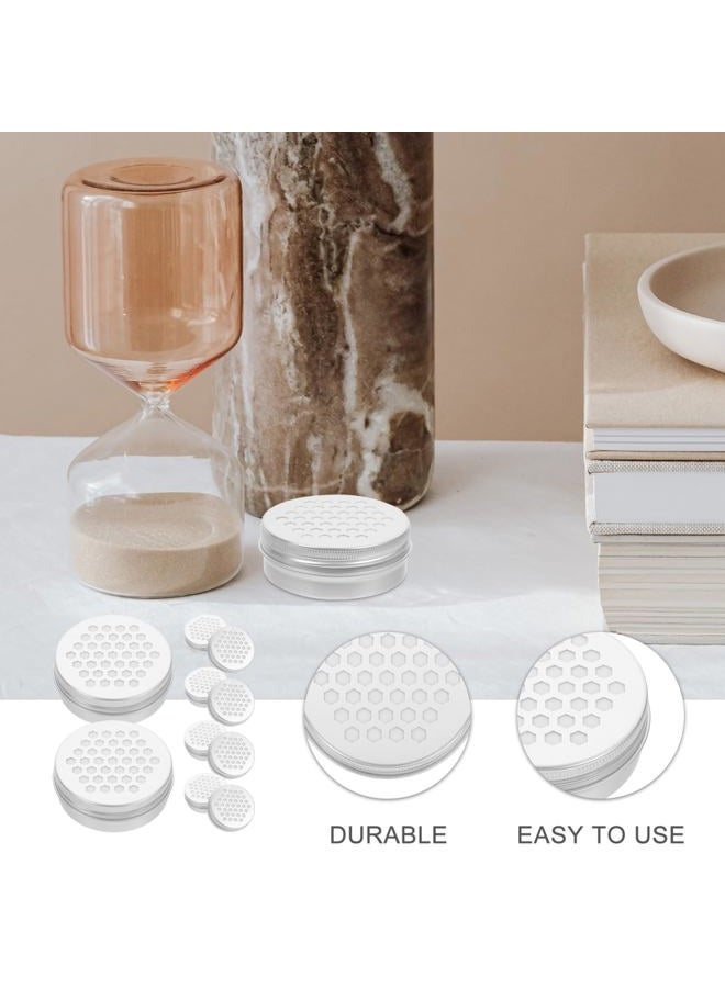 POPETPOP Essential Oil Diffusers 10pcs 60ml Aluminium Tins Empty Storage Containers with Hollow Lids Round Jars Sample for Air Freshener Candles Travel Storage Aluminum Empty Tin - Image 5