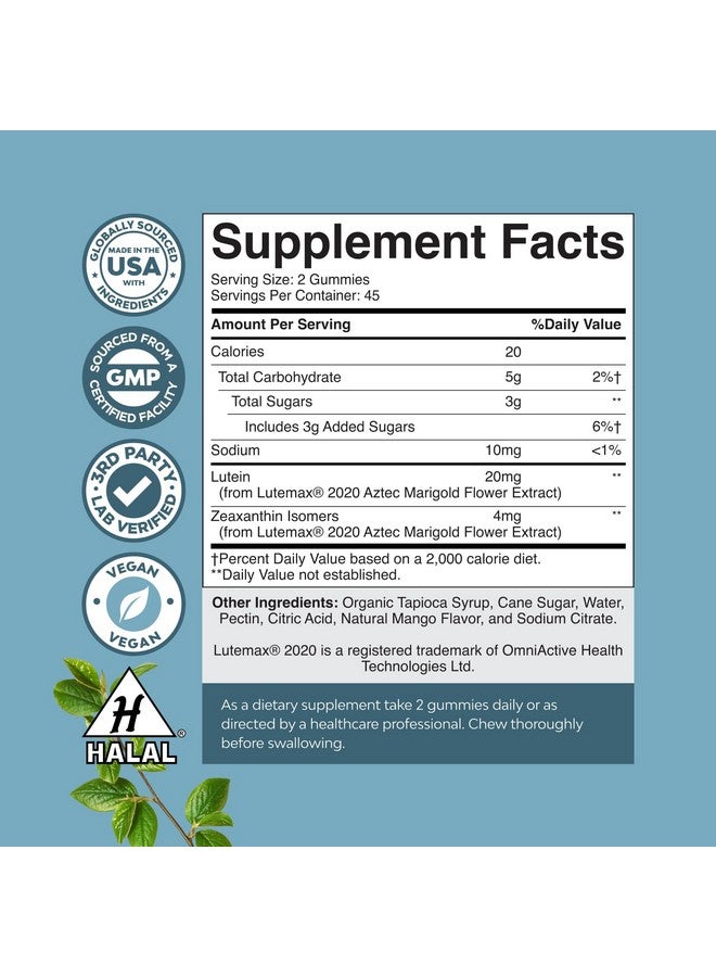 Natures Craft Zeaxanthin Plus Lutein Gummies for Adults - Potent Lutein Eye Vitamins for Vision and Blue Light Protection - Daily Gummy Lutein Eye Health Supplements for Adults Dry Eyes and Eye Strain Support - Image 3