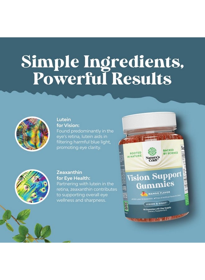 Natures Craft Zeaxanthin Plus Lutein Gummies for Adults - Potent Lutein Eye Vitamins for Vision and Blue Light Protection - Daily Gummy Lutein Eye Health Supplements for Adults Dry Eyes and Eye Strain Support - Image 5