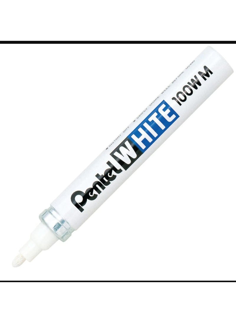 Pentel White Marker 100W-M – Medium Tip Permanent Paint Marker - Image 1