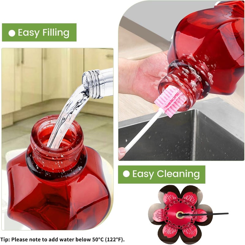 BOLITE Hummingbird Feeder, BOLITE Glass Hummingbird Feeders for Outdoors Hanging, with Ant Moat and Five Feeding Ports, 22 Ounces, Leak Proof, Red Bottle - Image 5
