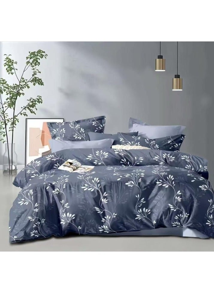 Luxury 6-Piece King Size Duvet Cover Set made from 250 Thread Count Cotton – Includes 1 Duvet Cover 220x240cm, 1 Fitted Sheet 200x200+25cm and 4 Pillow Covers 50x75cm for Ultimate Comfort