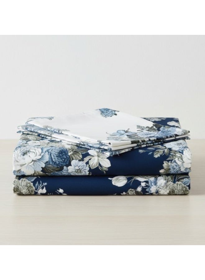 Luxury 6-Piece King Size Floral Duvet Cover Set – 250 Thread Count 100% Cotton – Includes 1 Duvet Cover 220x240cm, 1 Fitted Sheet 200x200+25cm & 4 Pillow Covers 50x75cm - Image 4