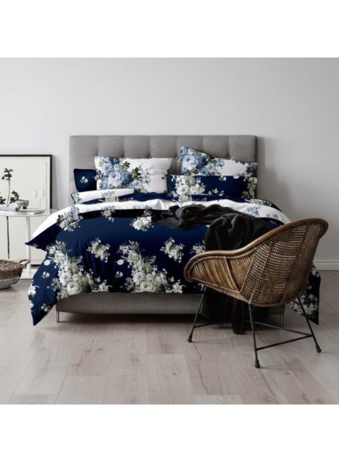 Luxury 6-Piece King Size Floral Duvet Cover Set – 250 Thread Count 100% Cotton – Includes 1 Duvet Cover 220x240cm, 1 Fitted Sheet 200x200+25cm & 4 Pillow Covers 50x75cm - Image 2