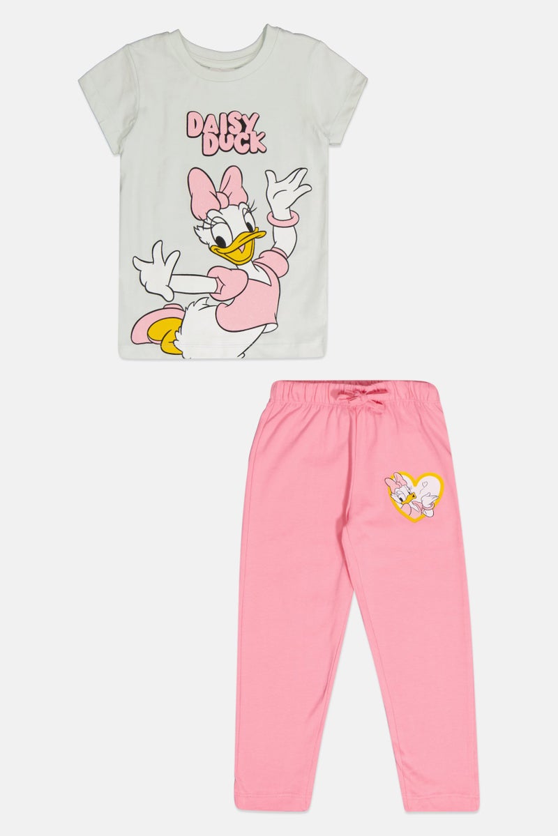 Disney Toddlers Girl 2 Pieces Short Sleeve Mickey And Friends Sleepwear Set, Multicolor - Image 1