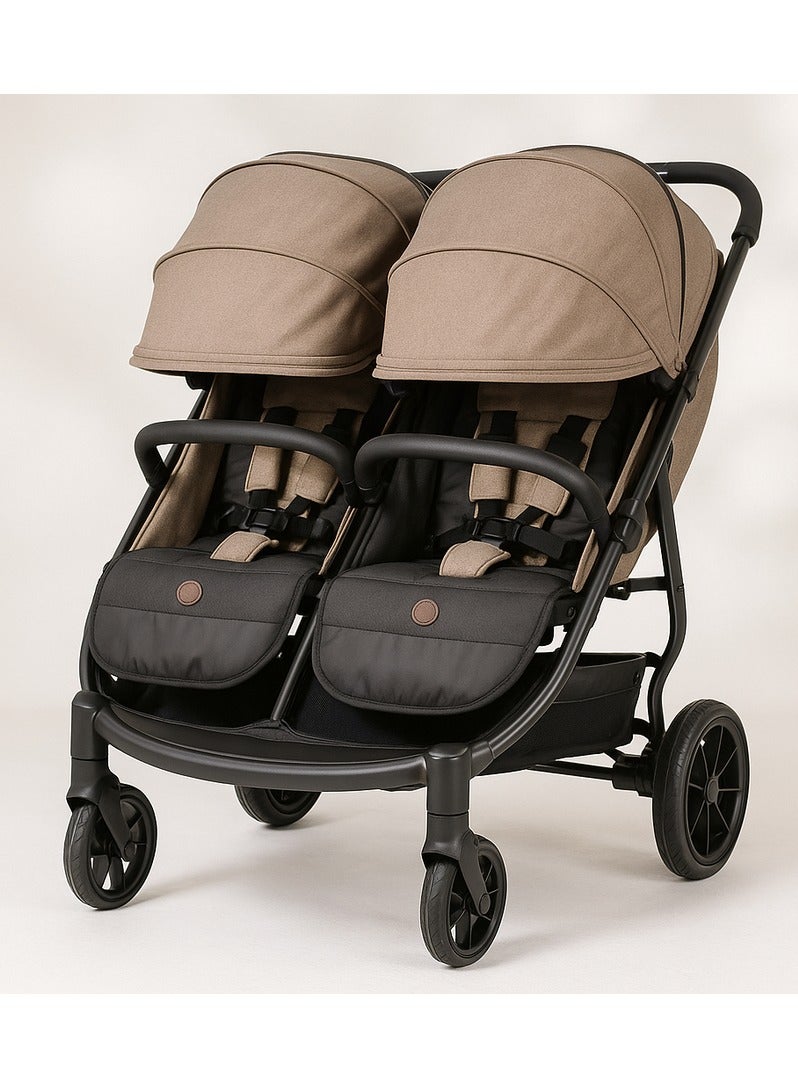 Kidilo Baby Twin Stroller- (Lb100) KHAKI - Image 1