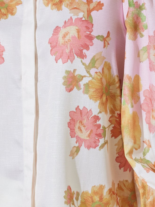 Styli Off White Placement Print Balloon Sleeve Shirt - Image 5
