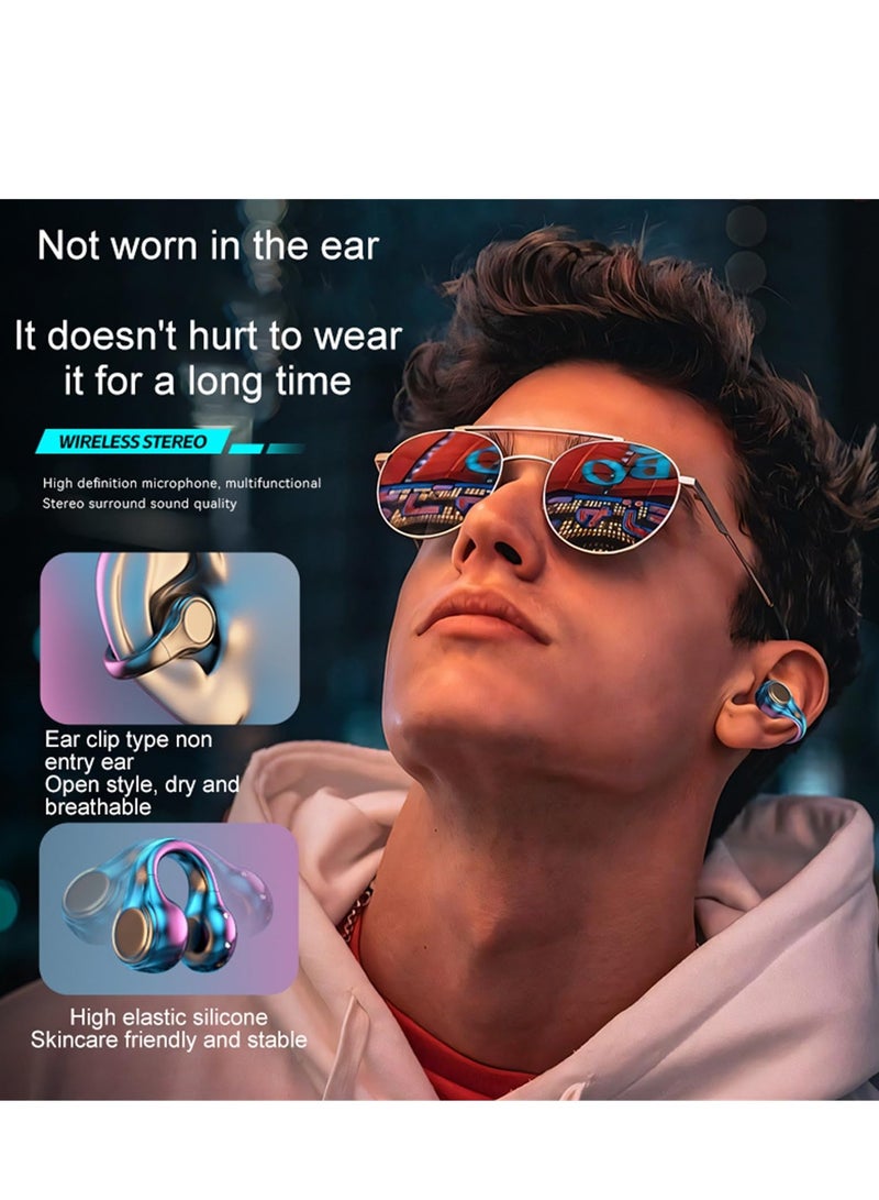 Excefore Wireless Ear Clip Bone Conduction Headphones, Bluetooth 5.3 Waterproofs Open Ear Headphones, Open Sport Bone Earbuds, with Digital Display Charging Case, for Running, Walking, Workout (Black) - Image 3