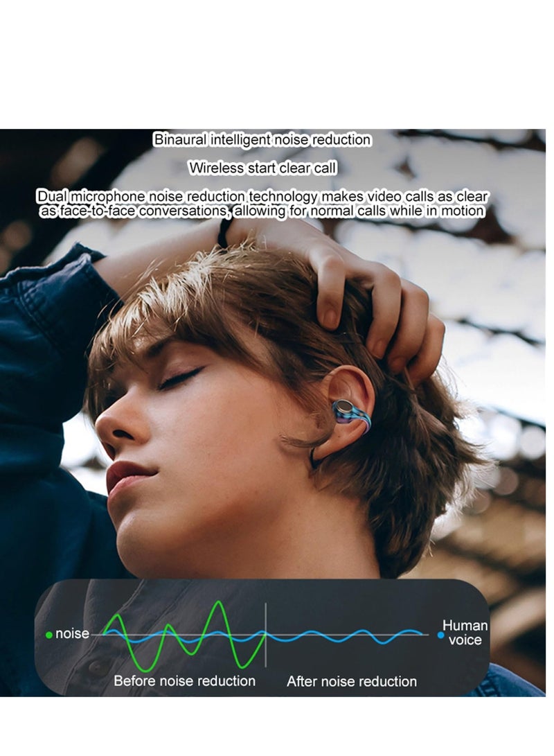 Excefore Wireless Ear Clip Bone Conduction Headphones, Bluetooth 5.3 Waterproofs Open Ear Headphones, Open Sport Bone Earbuds, with Digital Display Charging Case, for Running, Walking, Workout (Black) - Image 4