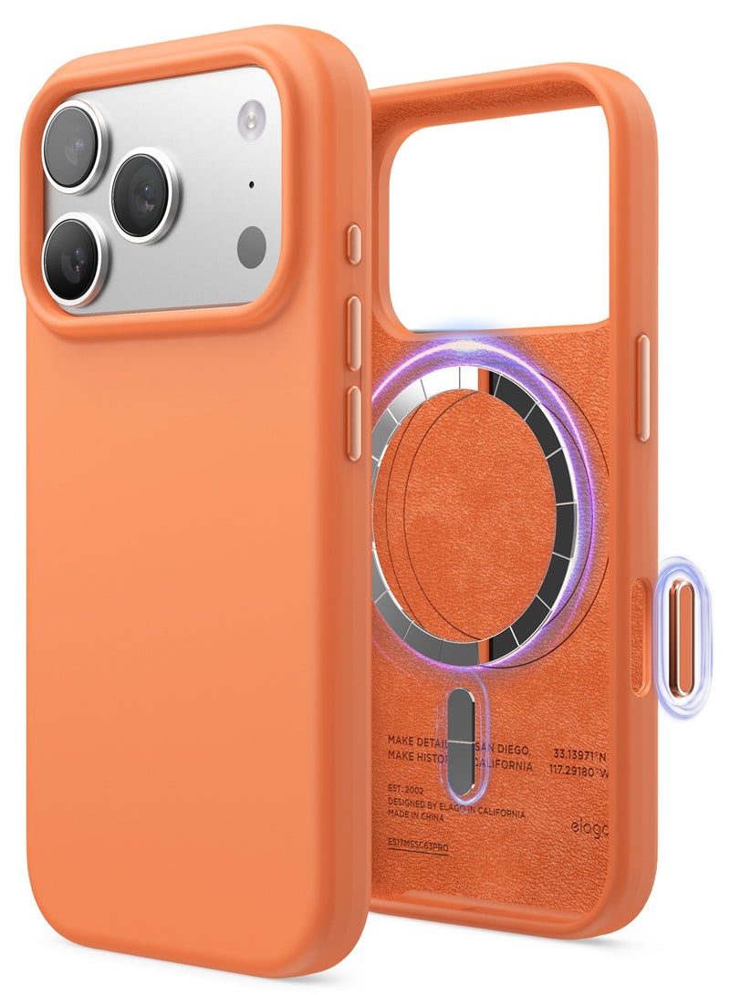 Elago Magnetic Liquid Silicone for iPhone 17 Pro case cover [Camera Control Button Cover] compatible with MagSafe Shockproof - Orange - Image 1