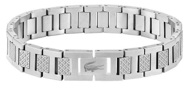 سوار لاكوست للرجال من الفولاذ المقاوم للصدأ - فضي