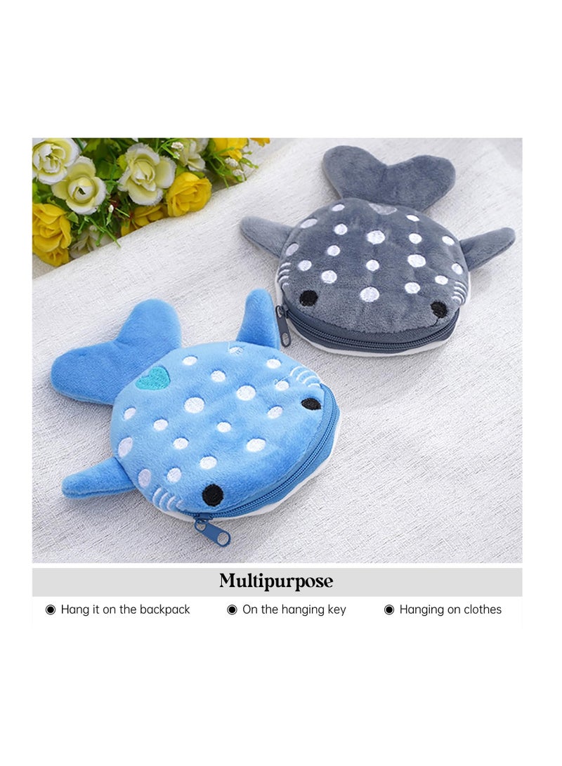 Excefore Shark Coin Purse, Cute Plush Cartoon Small Wallet for Women - Fun Coin Pouch and Cosmetic Bag (Blue)  - Image 4