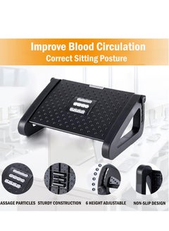 phomemo Under Desk Footrest，Adjustable Height Footrest，With Massage Roller ，Ergonomic Foot Stool With Massage Texture， For Home Office Pressure Relief (Black)  - Image 2
