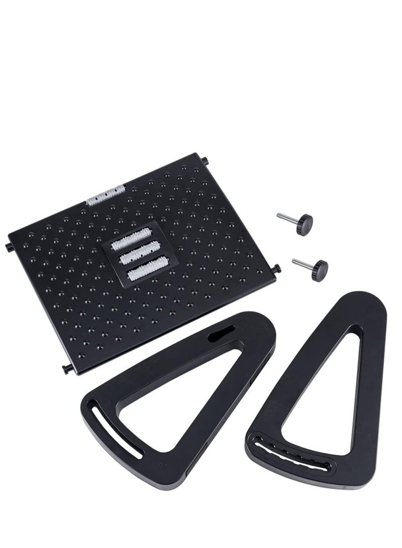 فوميمو مسند للقدمين تحت المكتب， مسند للقدمين بارتفاع قابل للتعديل مع بكرات تدليك، كرسي قدم مريح مع أجزاء خشنة بارزة للتدليك ولتخفيف الضغط في المنزل والمكتب (أسود) - Image 5