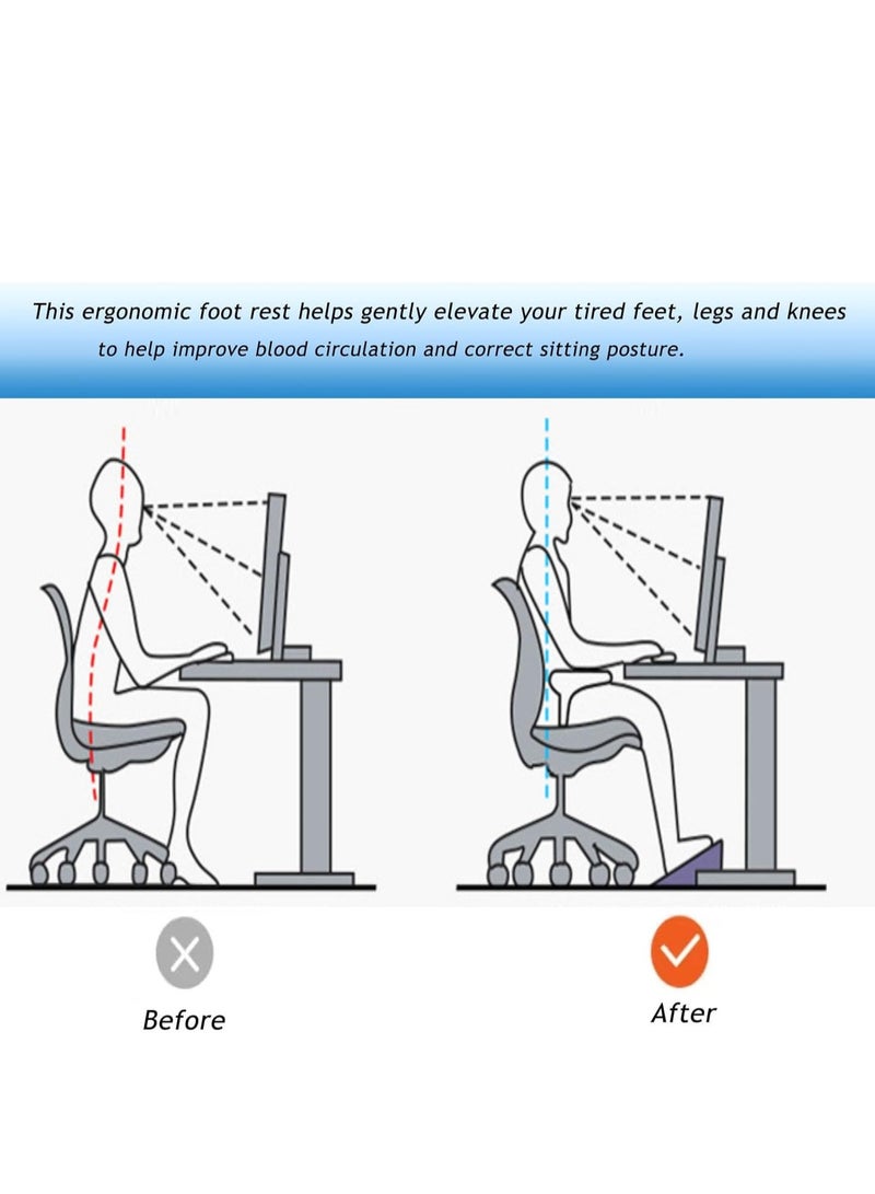 فوميمو مسند للقدمين تحت المكتب， مسند للقدمين بارتفاع قابل للتعديل مع بكرات تدليك، كرسي قدم مريح مع أجزاء خشنة بارزة للتدليك ولتخفيف الضغط في المنزل والمكتب (أسود) - Image 4