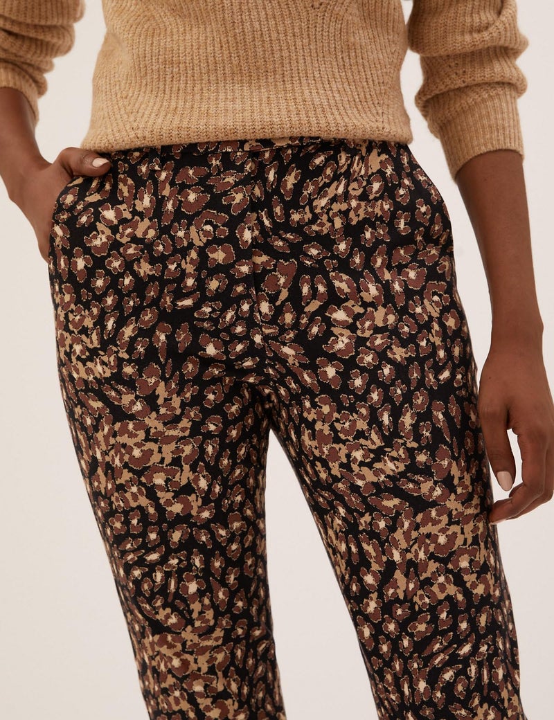 Marks & Spencer Crepe Animal Print Slim Fit Trousers T591206TBLACK Mix_(12) - Image 5