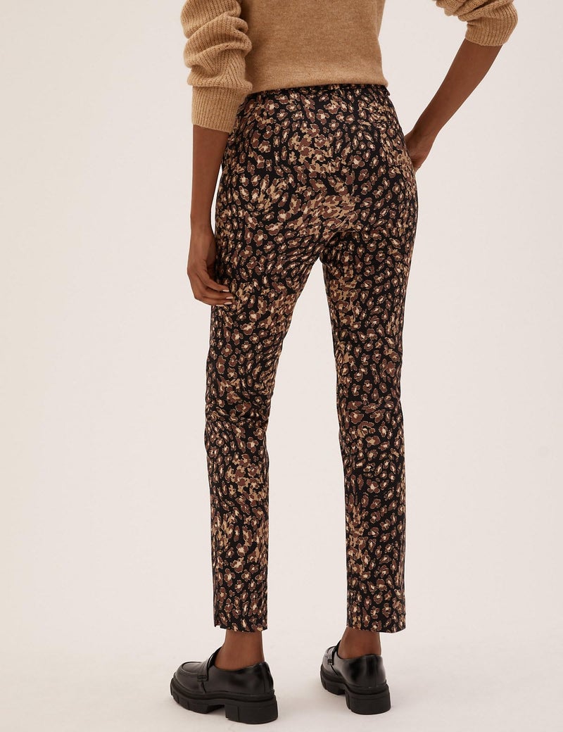 Marks & Spencer Crepe Animal Print Slim Fit Trousers T591206TBLACK Mix_(12) - Image 4