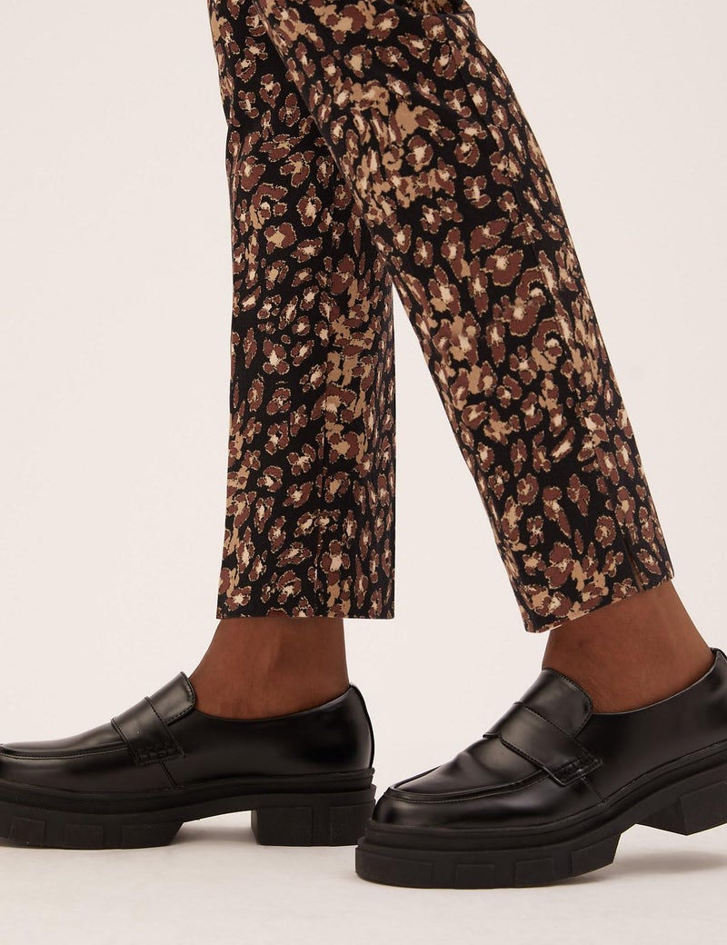 Marks & Spencer Crepe Animal Print Slim Fit Trousers T591206TBLACK Mix_(12) - Image 3
