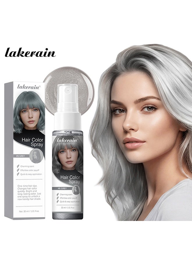 lakerain Hair Color Spray, Temporary Hair Color Spray, Quick & Easy One-Time Hair Dye with Charming Scent for All Hair Types, Suitable for Various Party Events and Easy Color-Changing #6 grey - Image 1