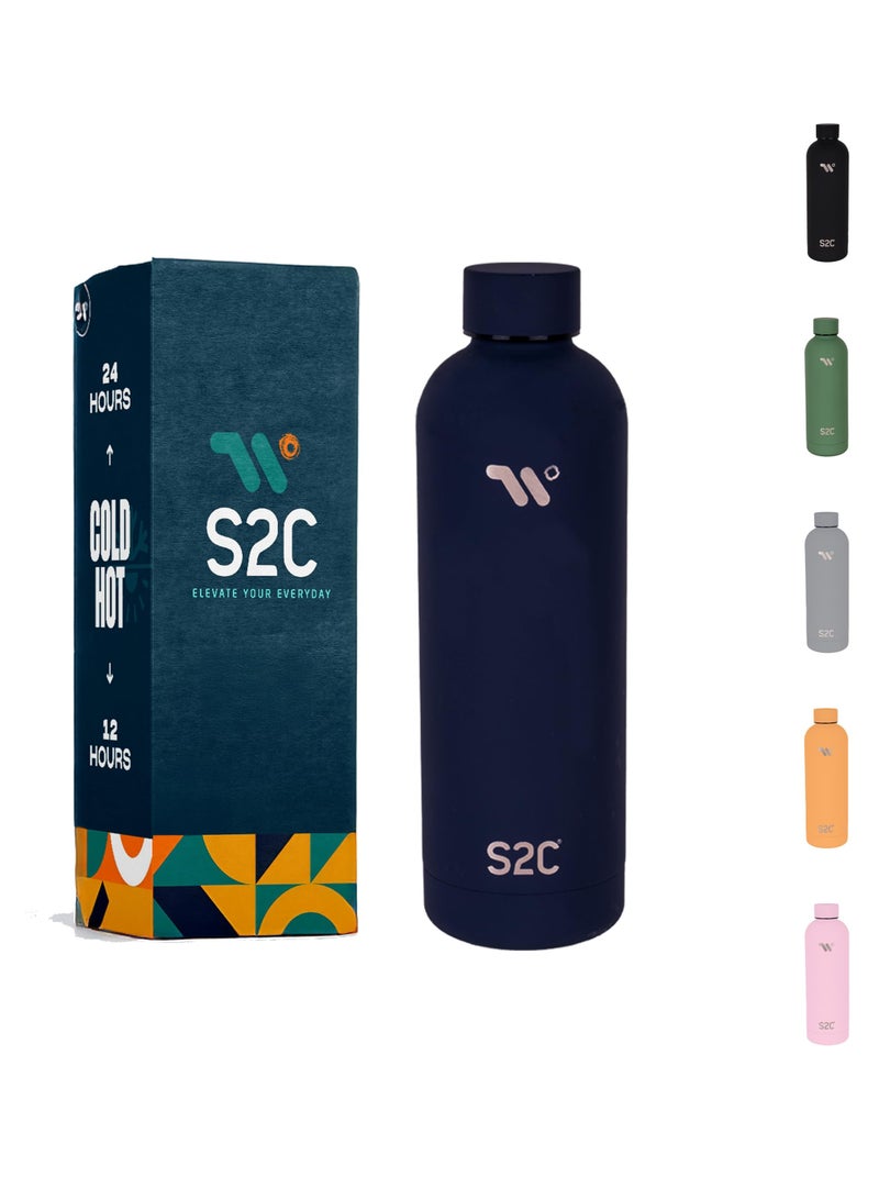 اي 2 سي زجاجة مياه من الفولاذ المقاوم للصدأ 750 مل - زجاجات مياه مزدوجة الجدار معزولة للمياه الساخنة زجاجة مياه من الفولاذ المقاوم للصدأ للأطفال زجاجة مياه ساخنة للأطفال زجاجة مياه ساخنة - Image 1