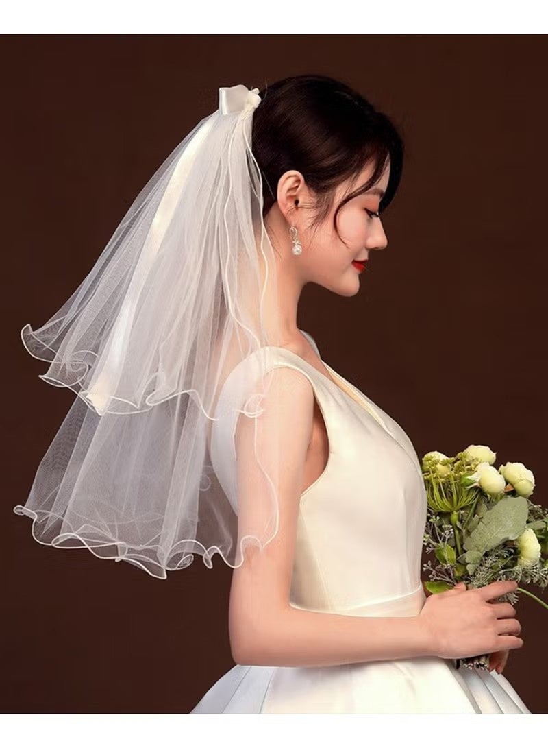 عروس فيونكة حجاب عصابة رأس مع مشبك شعر لحفلات الزفاف والخطوبة والعروس المستقبلية وحفلات توديع العزوبية - Image 2