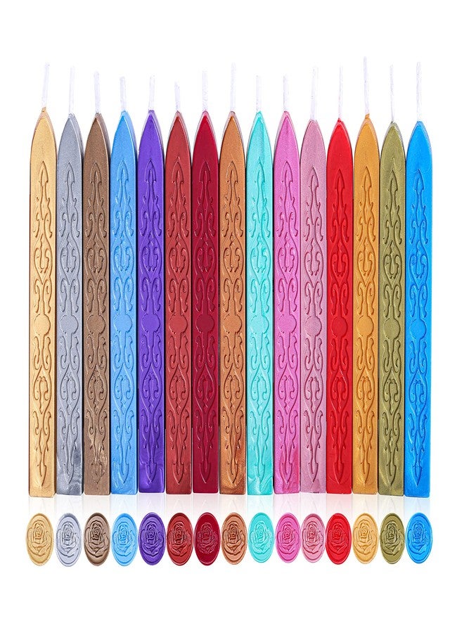 Yoption 15Pcs Sealing Wax Sticks with Wicks for Wax Seal Stamp, Wedding Invitations, Gift Packaging, Christmas (15 Colors) - Image 1