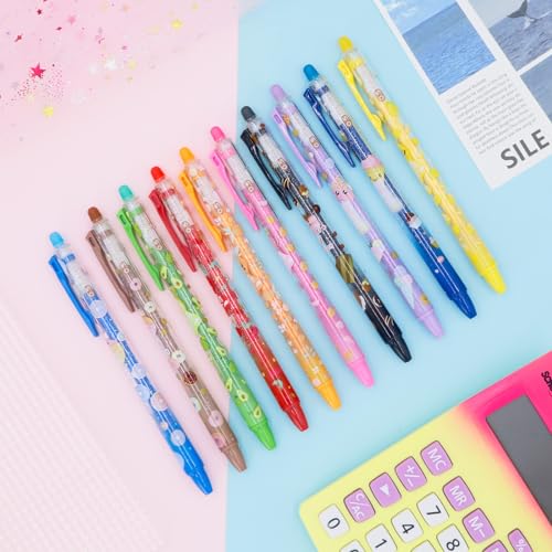 YOYTOO Erasable Gel Pens, 10 Colors Retractable Cartoon Erasable Pens Clicker Fine Point 0.5 mm, Make Mistakes Disappear, Assorted Color Inks for Journaling Planner Drawing Writing Gifts - Image 5