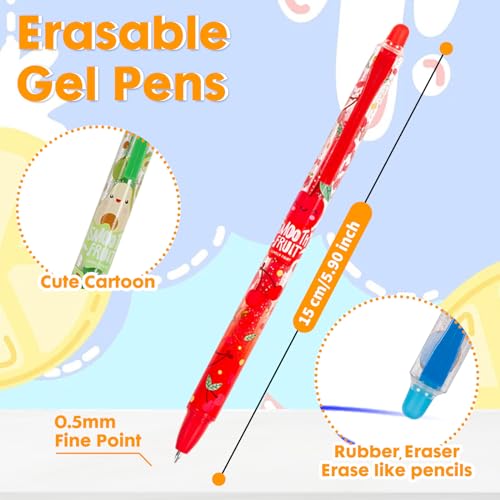 YOYTOO Erasable Gel Pens, 10 Colors Retractable Cartoon Erasable Pens Clicker Fine Point 0.5 mm, Make Mistakes Disappear, Assorted Color Inks for Journaling Planner Drawing Writing Gifts - Image 4