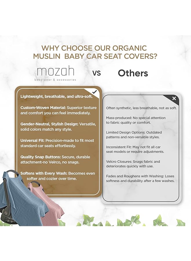 MOZAH 100% Organic Muslin Car Seat Covers For Babies Baby Car Seat Covers For Girls (Belgian Grey) - Image 5