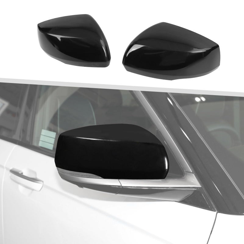 Jimen Fit for Jeep Grand Cherokee 20212024 2PCS Side Door Mirror Caps Mirror Cover Trim Black