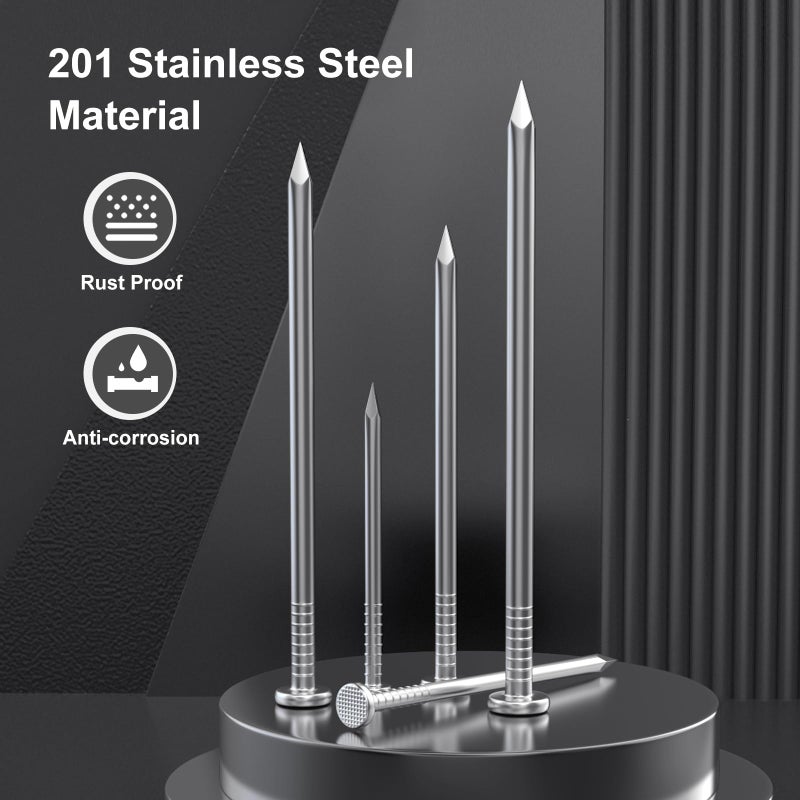 VGBUY 1300PCS Stainless Steel Hardware Nails, 3/4 Inch 17Gauge Flat Head Nails for Hanging Pictures,Picture Hanging Nails, Small Nails, Wall Nails, Wood Nails, Finishing Nails - Image 2