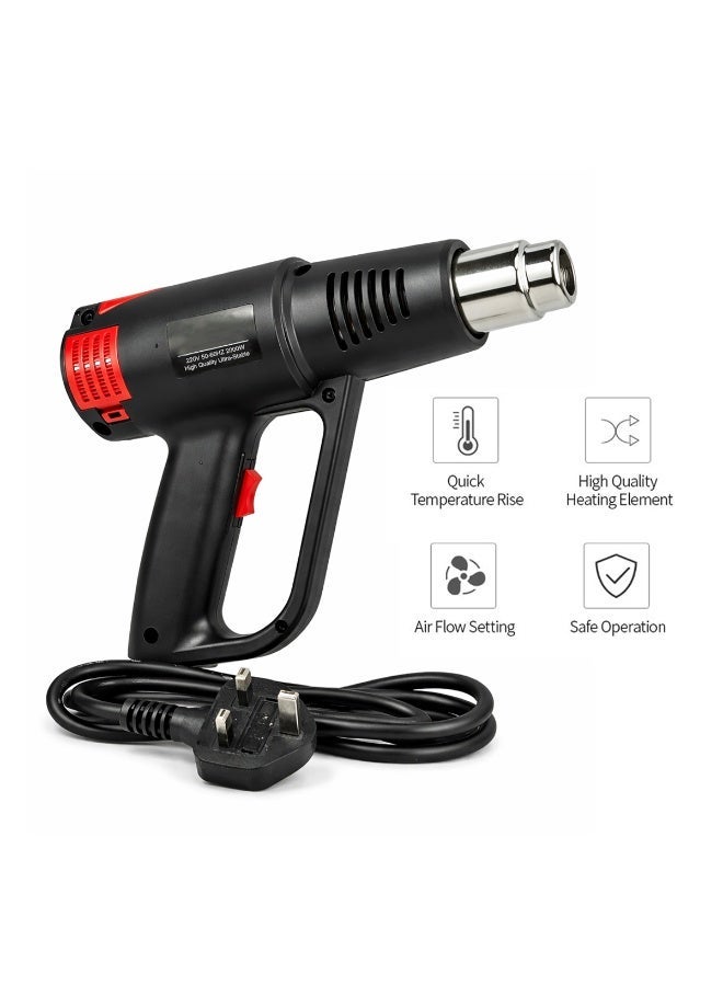 2000W Industrial Heat Gun K11-1 Hot Air Gun 220V Adjustable Temperature Electric Heat Gun for Heat Shrink Tubing, Paint Removal, Vinyl Wrapping, Plastic Welding, Sticker Removal, Pipe Unfreezing and DIY Repair - Image 4