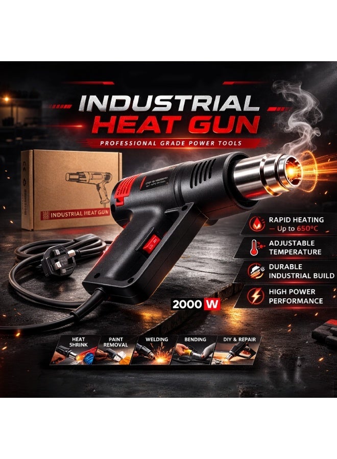 2000W Industrial Heat Gun K11-1 Hot Air Gun 220V Adjustable Temperature Electric Heat Gun for Heat Shrink Tubing, Paint Removal, Vinyl Wrapping, Plastic Welding, Sticker Removal, Pipe Unfreezing and DIY Repair - Image 2