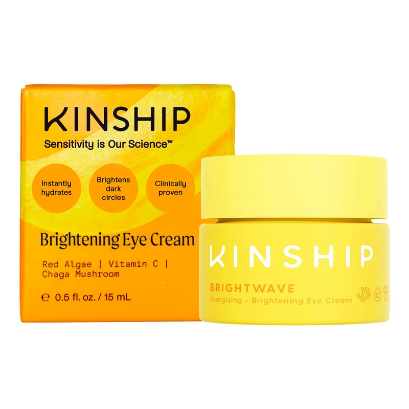 Kinship Brightwave Vitamin C Under Eye Brightener Cream for Sensitive Skin | Dark Circles Under Eye Treatment | Diminishes Fine Lines | Hydrating Eye Cream w/Antioxidants | Fragrance Free, (0.5 Oz) - Image 2