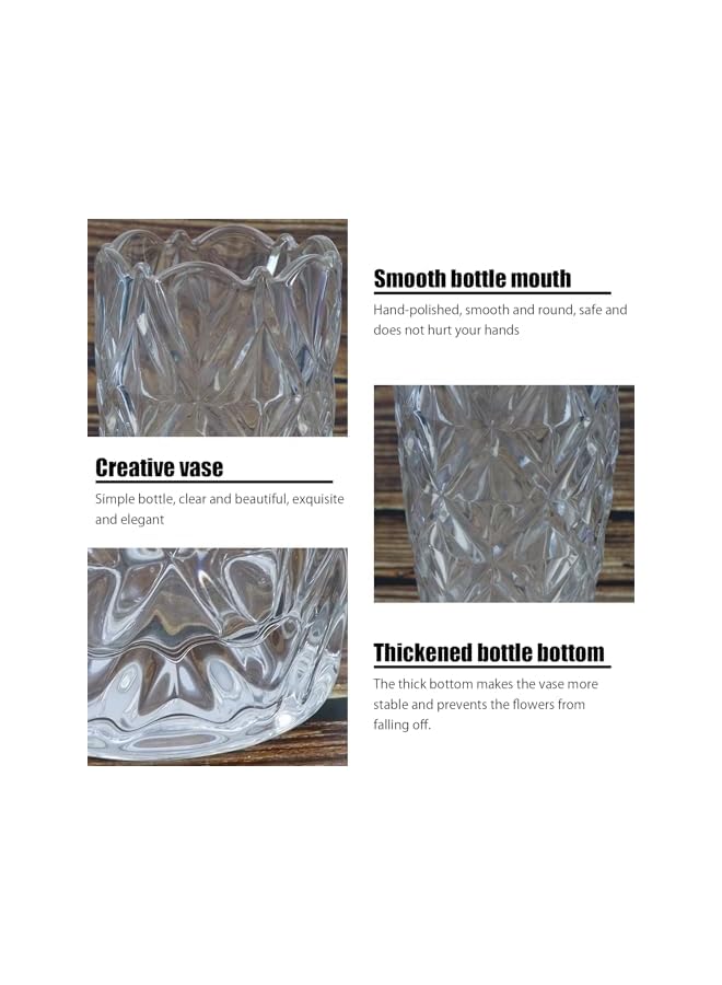 The Bros مزهرية زهور زجاجية، 25 سم مزهرية حديثة بسيطة، مزهرية زجاجية شفافة سميكة مبتكرة، ديكور ترتيب زهور مصنوع يدويًا، زينة مائية لطاولة الطعام، غرفة المعيشة، غرفة النوم - Image 2