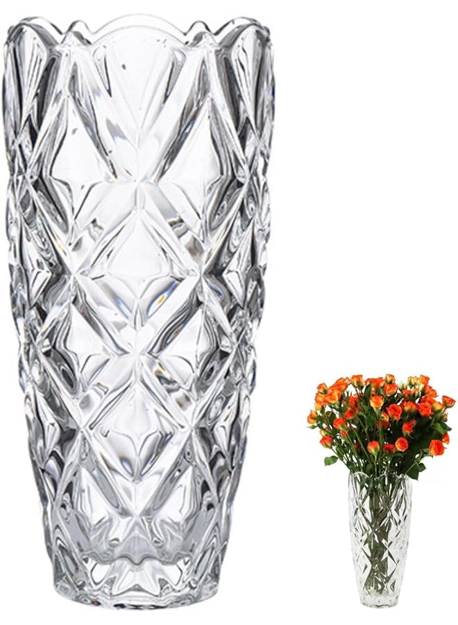 The Bros مزهرية زهور زجاجية، 25 سم مزهرية حديثة بسيطة، مزهرية زجاجية شفافة سميكة مبتكرة، ديكور ترتيب زهور مصنوع يدويًا، زينة مائية لطاولة الطعام، غرفة المعيشة، غرفة النوم - Image 1