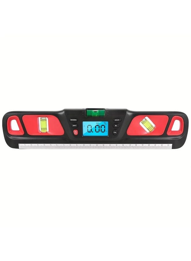Red Digital Spirit Level Inclinometer 360 Degree Angle Finder Bubble Protractor - Image 1
