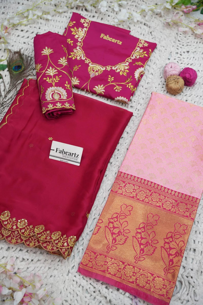 Fabcartz Beautiful South Indian Style Unstitch Lehenga Choli for Women |PL191 (Baby Pink) - Image 5