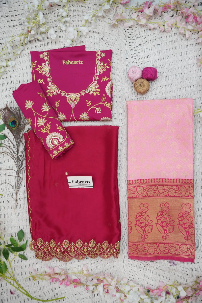 Fabcartz Beautiful South Indian Style Unstitch Lehenga Choli for Women |PL191 (Baby Pink) - Image 3