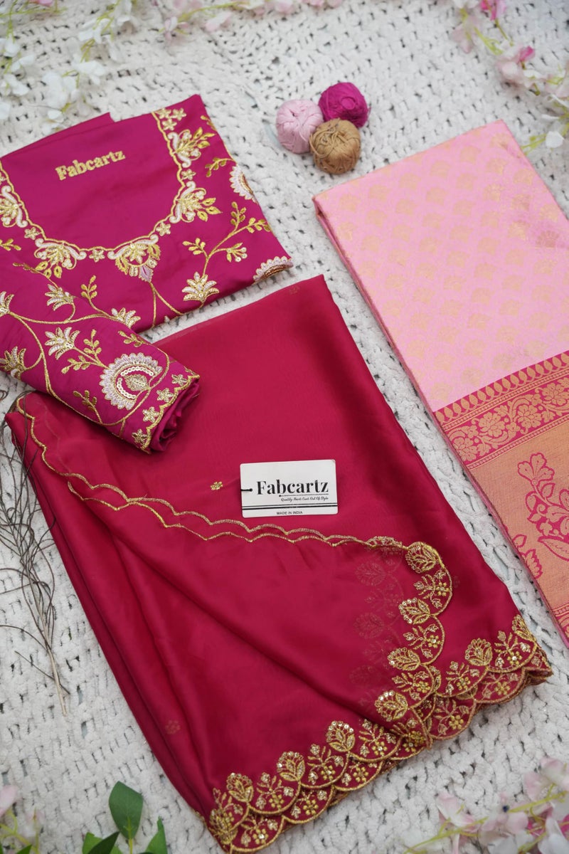 Fabcartz Beautiful South Indian Style Unstitch Lehenga Choli for Women |PL191 (Baby Pink) - Image 4