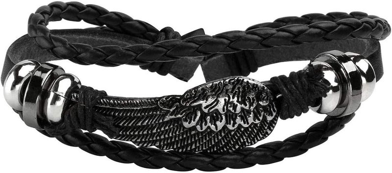 Mafnee Store Manfnee 6-12PCS Braided Faux Leather Bracelet Punk Cuff Wrap Bracelets for Men Women Adjustable - Image 2
