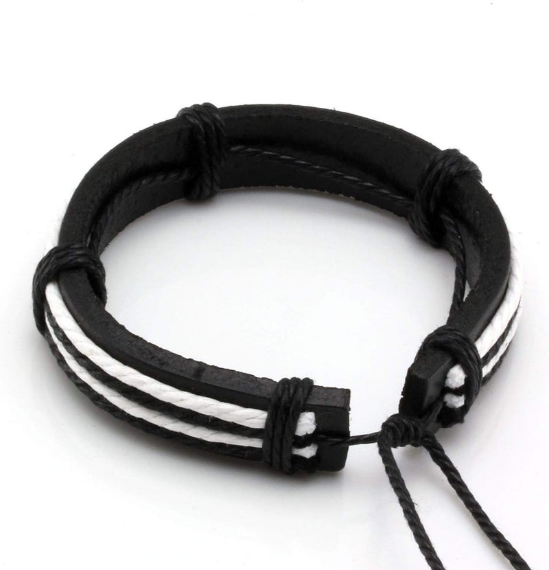 Mafnee Store Manfnee 6-12PCS Braided Faux Leather Bracelet Punk Cuff Wrap Bracelets for Men Women Adjustable - Image 5