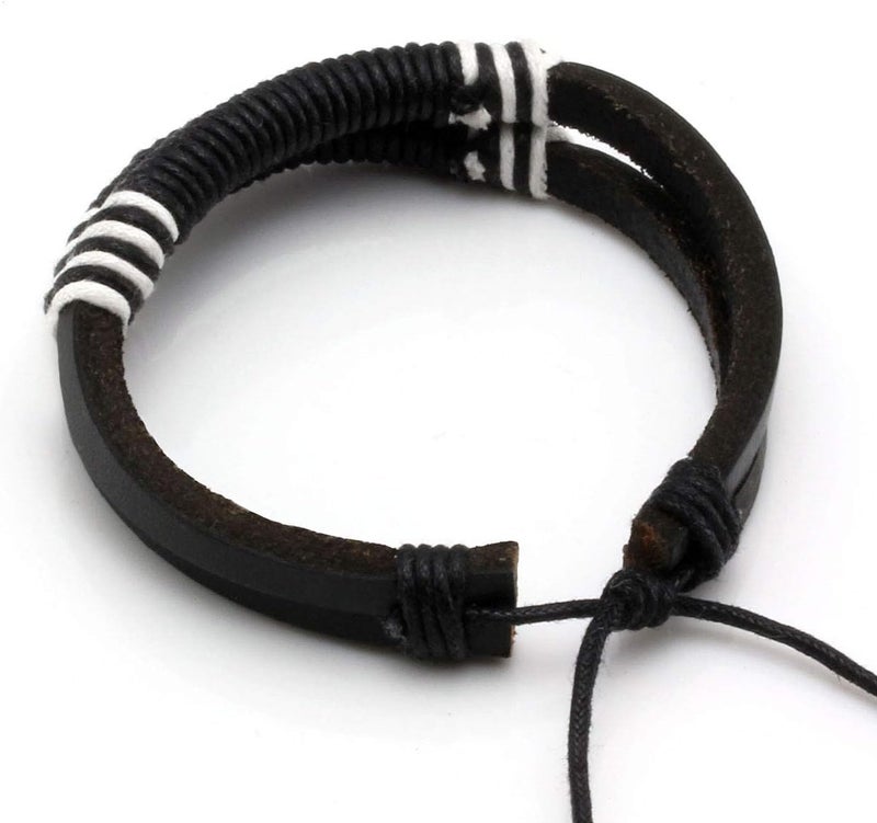 Mafnee Store Manfnee 6-12PCS Braided Faux Leather Bracelet Punk Cuff Wrap Bracelets for Men Women Adjustable - Image 4